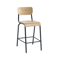 Set di 2 sedie da bar PANTONE blu notte e impiallacciatura di frassino con gambe in metallo