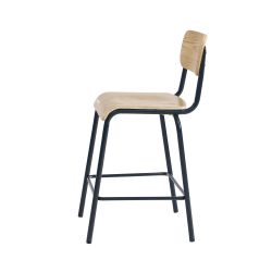 Set di 2 sedie da bar PANTONE blu notte e impiallacciatura di frassino con gambe in metallo