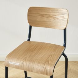 Set di 2 sedie da bar PANTONE blu notte e impiallacciatura di frassino con gambe in metallo