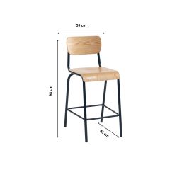 Set di 2 sedie da bar PANTONE blu notte e impiallacciatura di frassino con gambe in metallo