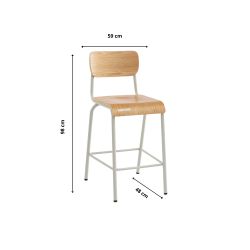 Set di 2 sedie da bar PANTONE beige sabbia e impiallacciatura di frassino con gambe in metallo