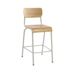 Set di 2 sedie da bar PANTONE beige sabbia e impiallacciatura di frassino con gambe in metallo