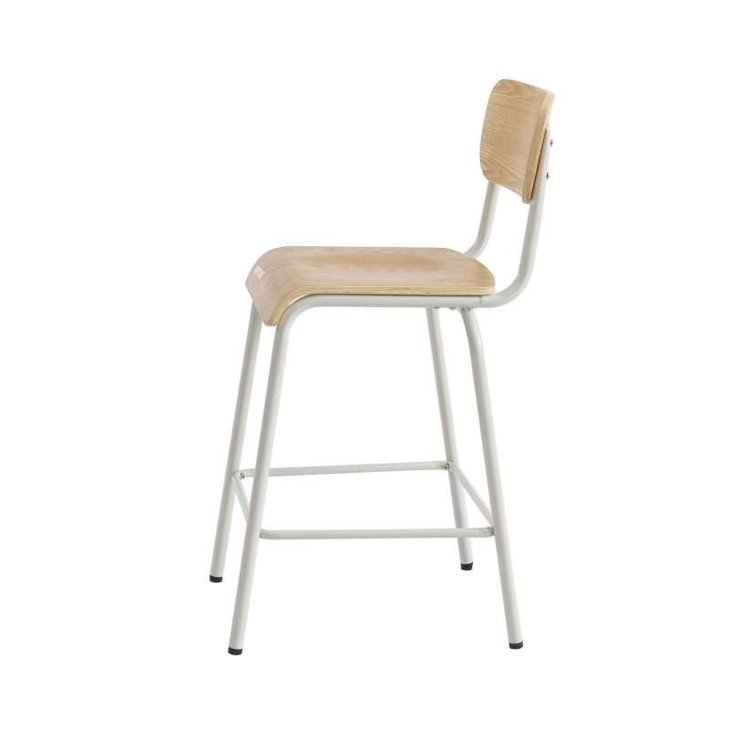 Set di 2 sedie da bar PANTONE beige sabbia e impiallacciatura di frassino con gambe in metallo