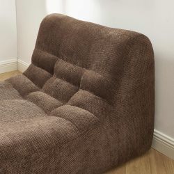 Ensemble banquette et chauffeuse JANIS modulable 3 places tissu chenille marron