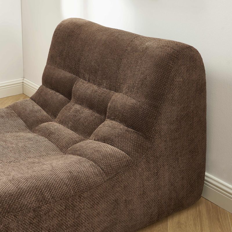 Ensemble banquette et chauffeuse JANIS modulable 3 places tissu chenille marron