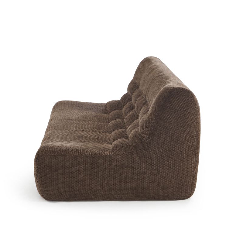 Ensemble banquette et chauffeuse JANIS modulable 3 places tissu chenille marron