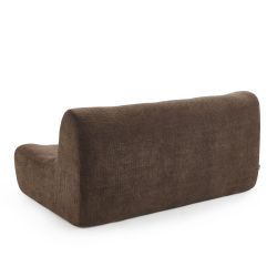 Ensemble banquette et chauffeuse JANIS modulable 3 places tissu chenille marron