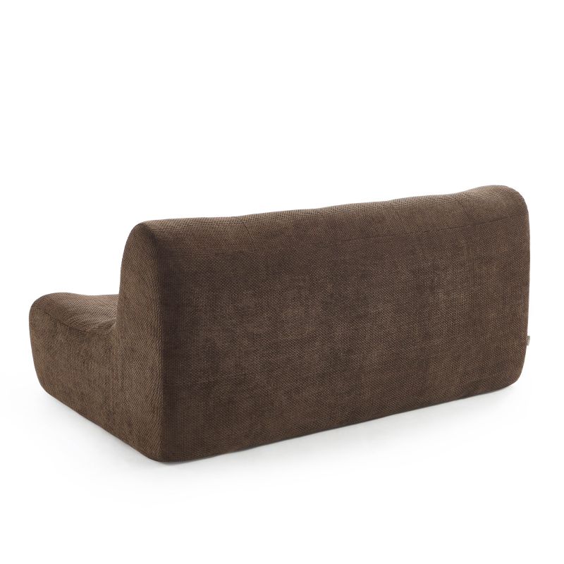 Ensemble banquette et chauffeuse JANIS modulable 3 places tissu chenille marron