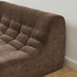Ensemble banquette et chauffeuse JANIS modulable 3 places tissu chenille marron