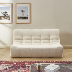 Modulares 3-Sitzer-Set JANIS mit Bank und Sessel, ecrufarbener Chenille-Stoff