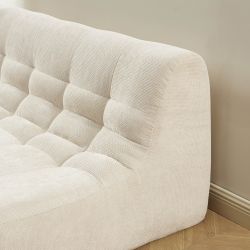 Modulares 3-Sitzer-Set JANIS mit Bank und Sessel, ecrufarbener Chenille-Stoff