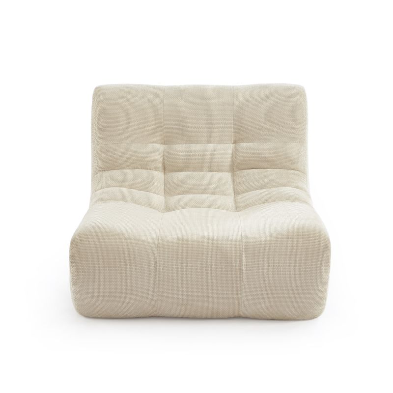 Modulares 3-Sitzer-Set JANIS mit Bank und Sessel, ecrufarbener Chenille-Stoff