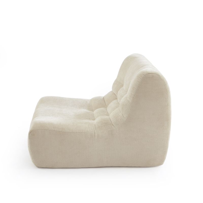 Modulares 3-Sitzer-Set JANIS mit Bank und Sessel, ecrufarbener Chenille-Stoff