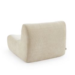 Modulares 3-Sitzer-Set JANIS mit Bank und Sessel, ecrufarbener Chenille-Stoff