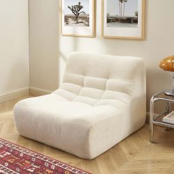 Modulares 3-Sitzer-Set JANIS mit Bank und Sessel, ecrufarbener Chenille-Stoff