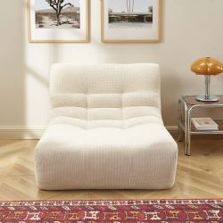 Modulares 3-Sitzer-Set JANIS mit Bank und Sessel, ecrufarbener Chenille-Stoff