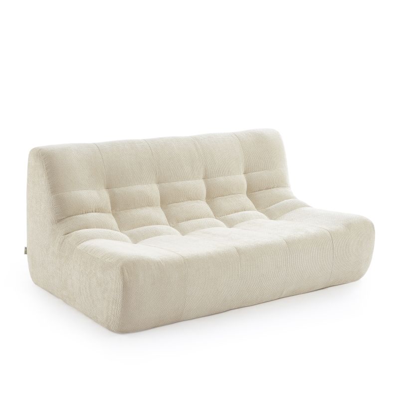 Modulares 3-Sitzer-Set JANIS mit Bank und Sessel, ecrufarbener Chenille-Stoff