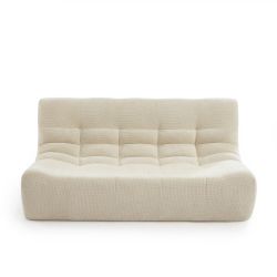 Modulares 3-Sitzer-Set JANIS mit Bank und Sessel, ecrufarbener Chenille-Stoff