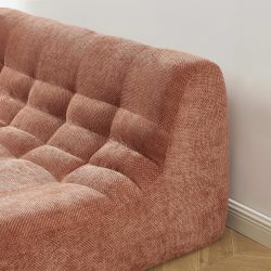 Set divano e poltrona JANIS modulabile 3 posti in tessuto ciniglia terracotta