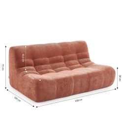 Set divano e poltrona JANIS modulabile 3 posti in tessuto ciniglia terracotta