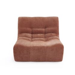 Set divano e poltrona JANIS modulabile 3 posti in tessuto ciniglia terracotta