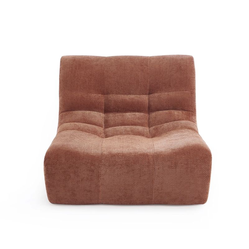 Set divano e poltrona JANIS modulabile 3 posti in tessuto ciniglia terracotta