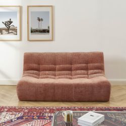 Set divano e poltrona JANIS modulabile 3 posti in tessuto ciniglia terracotta