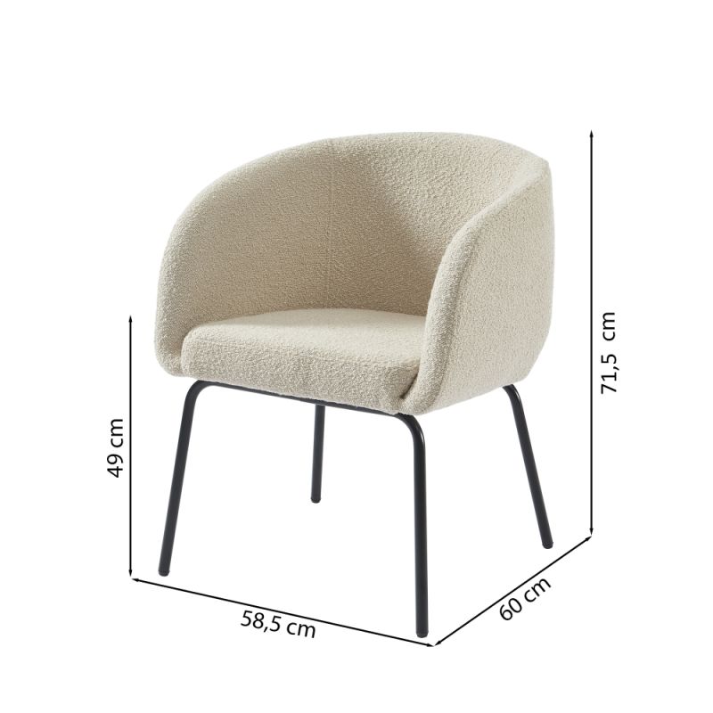 Sessel BELORA aus beigem Bouclé-Stoff