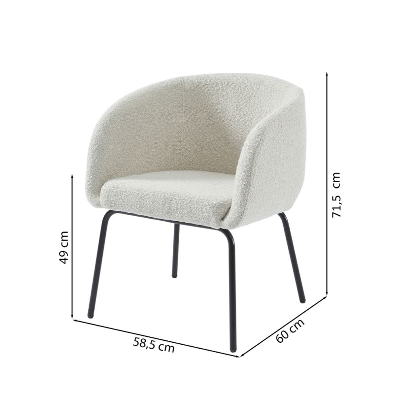 Sessel BELORA aus weißem Bouclé-Stoff