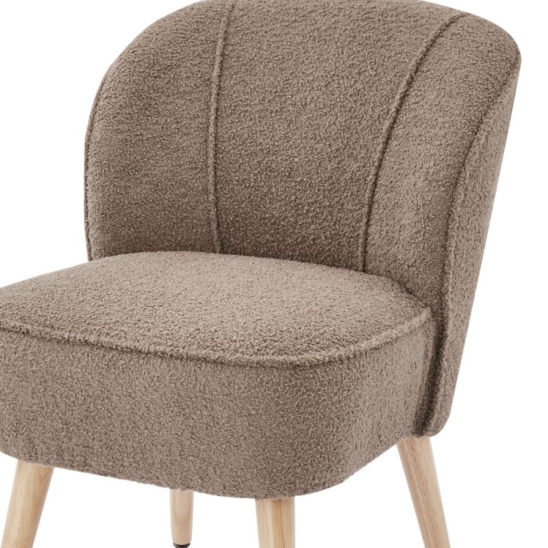 Sessel TIVOLI aus taupefarbenem Bouclé-Stoff