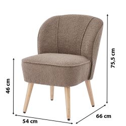 Sessel TIVOLI aus taupefarbenem Bouclé-Stoff