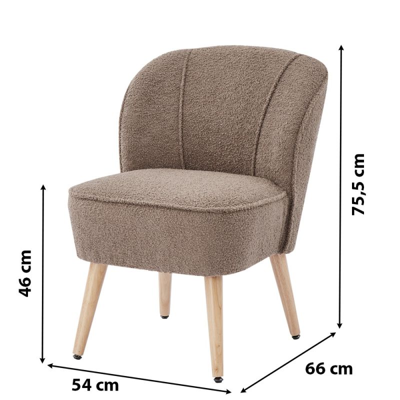 Sessel TIVOLI aus taupefarbenem Bouclé-Stoff