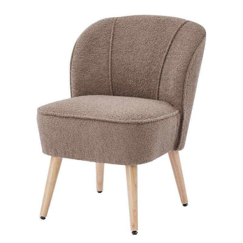 Sessel TIVOLI aus taupefarbenem Bouclé-Stoff