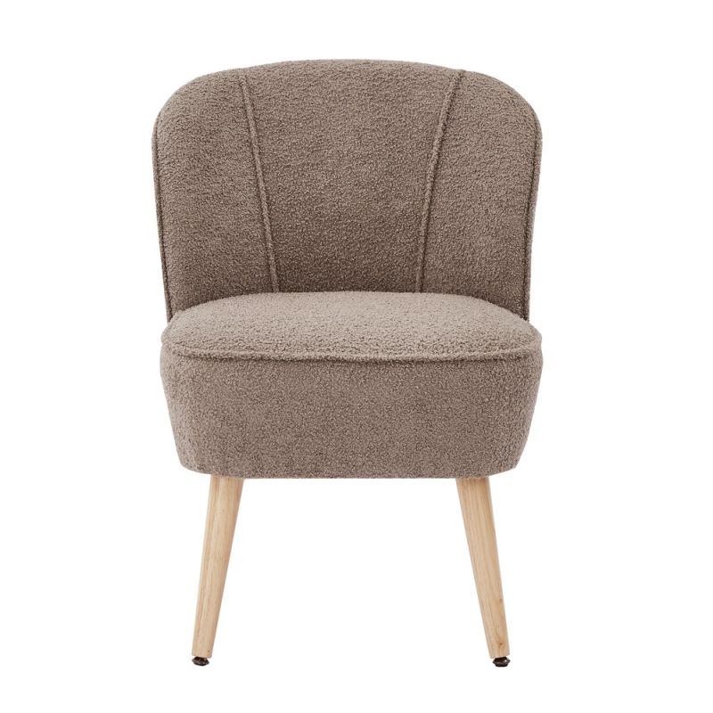 Sessel TIVOLI aus taupefarbenem Bouclé-Stoff
