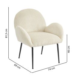 Sessel GINA aus beigem Cord