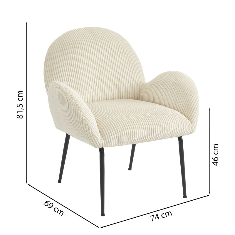 Sessel GINA aus beigem Cord