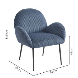 Sessel GINA aus blauem Cord