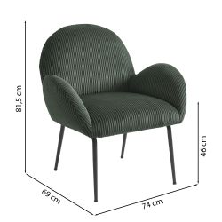 Sessel GINA aus grünem Cord