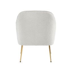 Sessel MARCELINO aus weißem Bouclé-Stoff mit goldenem Gestell