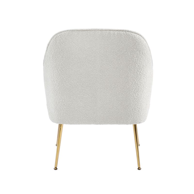 Sessel MARCELINO aus weißem Bouclé-Stoff mit goldenem Gestell