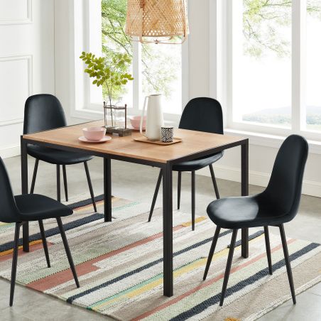 Lot de 4 chaises LENA velours noir pieds métal noir
