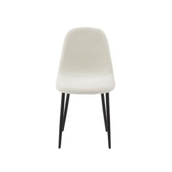 Set di 4 sedie LENA in tessuto bouclé écru con gambe in metallo nero