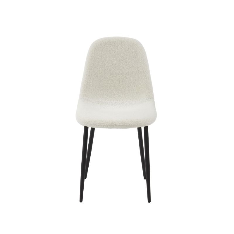 Set di 4 sedie LENA in tessuto bouclé écru con gambe in metallo nero