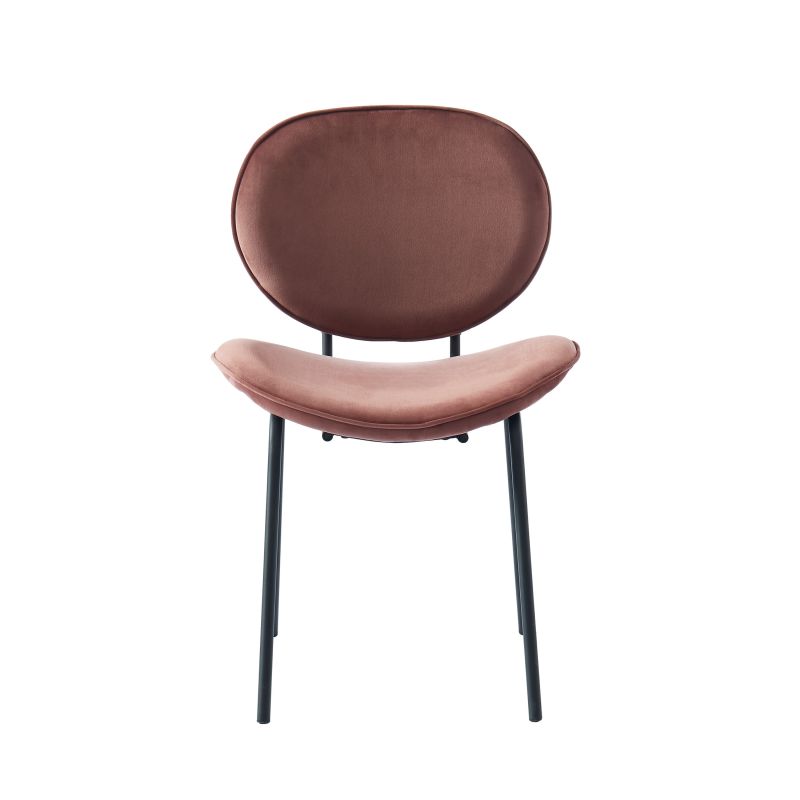 Lot de 2 chaises SHEILA velours rose pieds métal noir