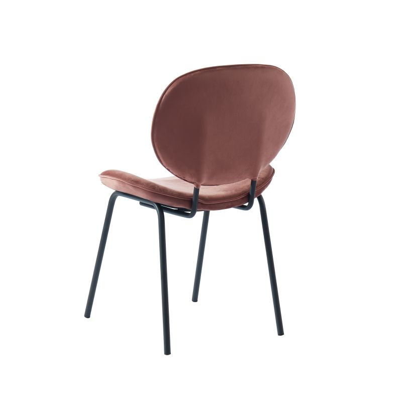 Lot de 2 chaises SHEILA velours rose pieds métal noir