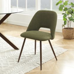 Lot de 2 chaises ELISABETH tissu vert pieds effet chêne