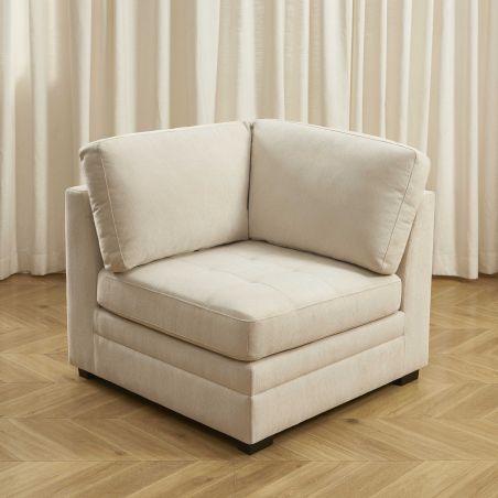 Poltrona angolare BILLIE 1 posto in tessuto ciniglia beige