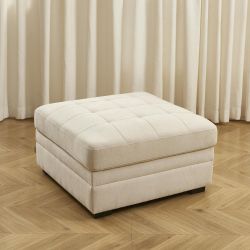 Pouf BILLIE in tessuto ciniglia beige
