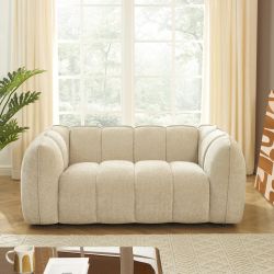 Gerades Sofa MATILDA 2-Sitzer mit beigem Chenille-Stoff