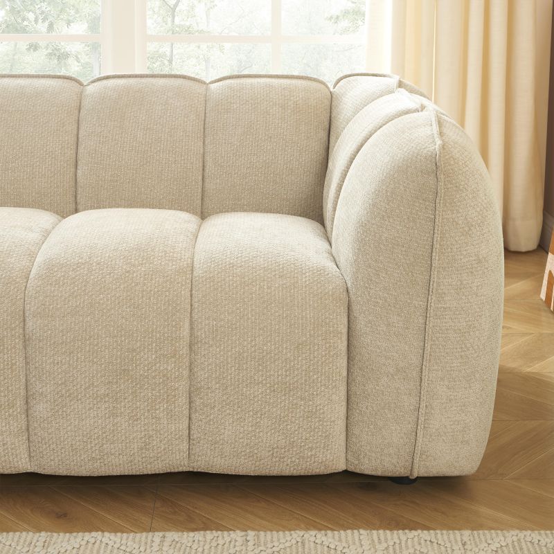 Gerades Sofa MATILDA 2-Sitzer mit beigem Chenille-Stoff